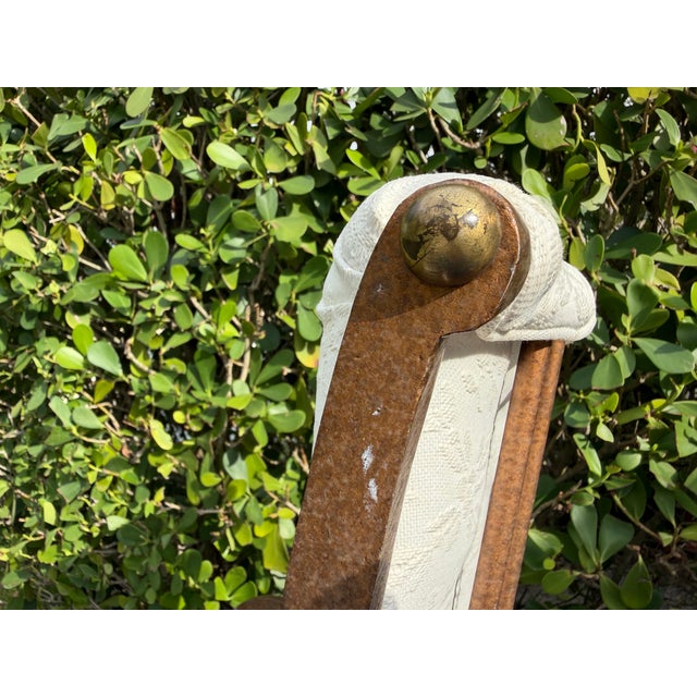 Vintage Hammered Iron Scroll Arm Lounge Chairs With Brass Finials, a Pair For Sale - Image 17 of 18