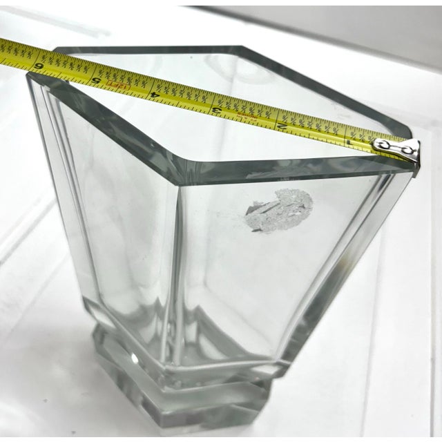 Transparent Art Deco Faceted Crystal Glass Vase. Style of Moser For Sale - Image 8 of 10
