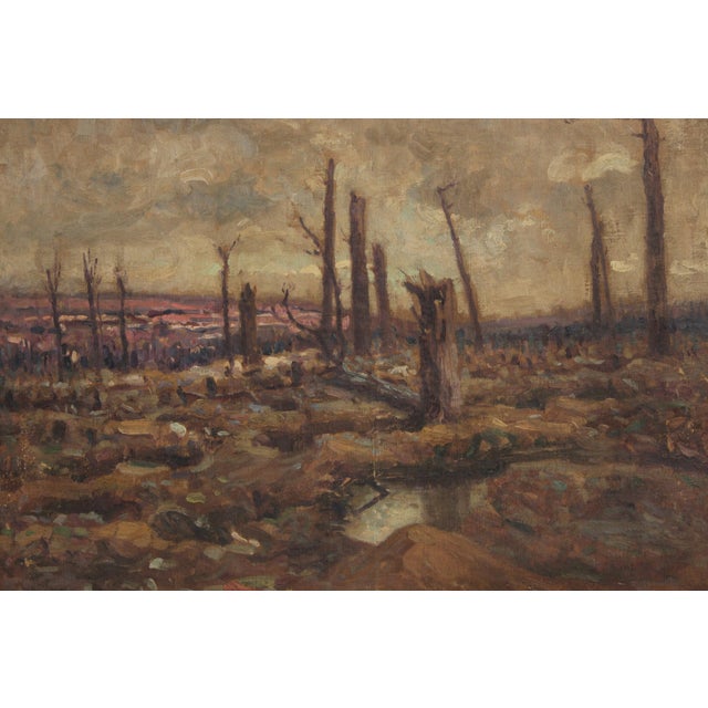 Framed Oil on Canvas Painting Wwi No Mans Land - Signed For Sale In Philadelphia - Image 6 of 12
