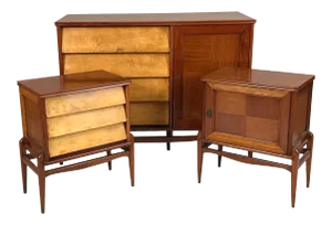 Mid Century Italian Parchment Three Piece Storage Suite