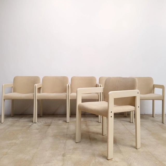 Textile Dining Chairs in Original Beige Velvet, 1960s, Set of 4 For Sale - Image 7 of 8