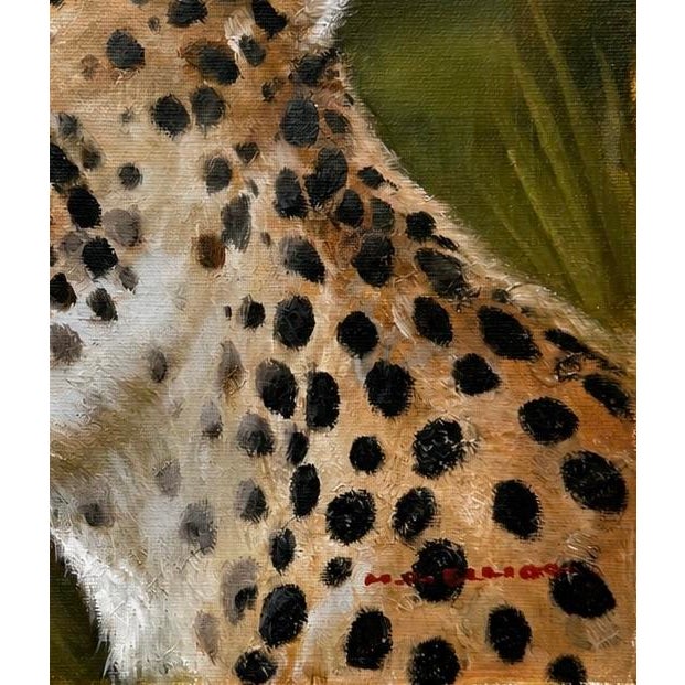 Portraiture Original Cheetah Oil Painting on Canvas – By Grossman – 8" X 10" Unstretched Canvas For Sale - Image 3 of 4