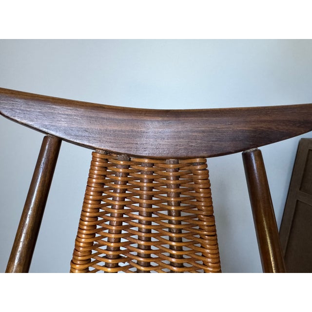 1960s 1960s Walnut & Rattan Rocking Chair Attributed to Arthur Umanoff for Washington Woodcraft For Sale - Image 5 of 7