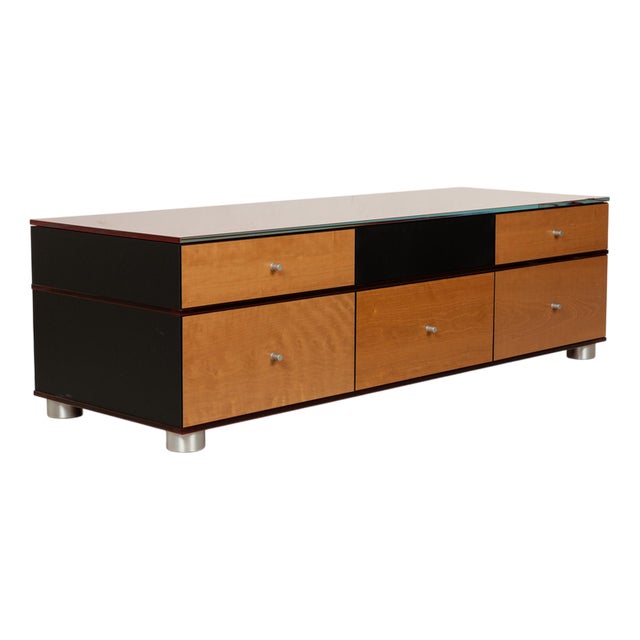 Spectral Wooden Sideboard in Red, Brown & Black For Sale