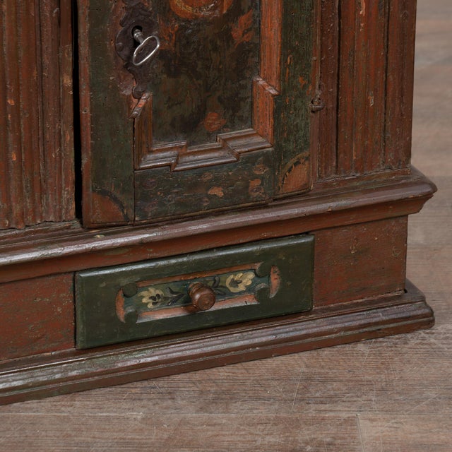 Brick Red Original Painted Swedish Hanging Cabinet, Dated 1800 For Sale - Image 8 of 9