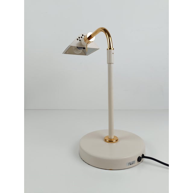 Italian Adjustable Table Lamp in Ivory White and Gilded Metal by F. Fabbian, 1970s For Sale - Image 11 of 18
