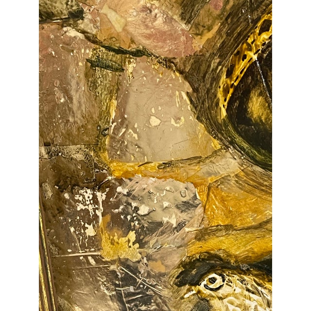 Late 20th Century Signed Contemporary Folk Art Mixed-Media Portrait of Woman With Bird For Sale - Image 5 of 11