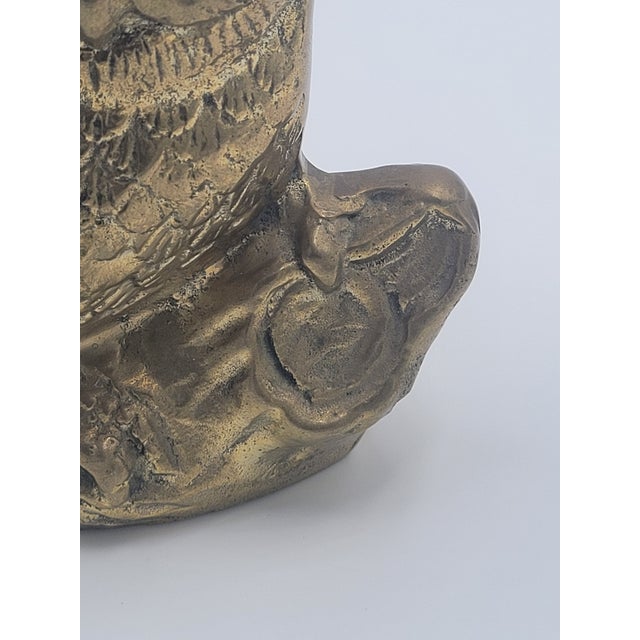 Metal Mid 20th Century Brass Owl on Branch Figurine For Sale - Image 7 of 12