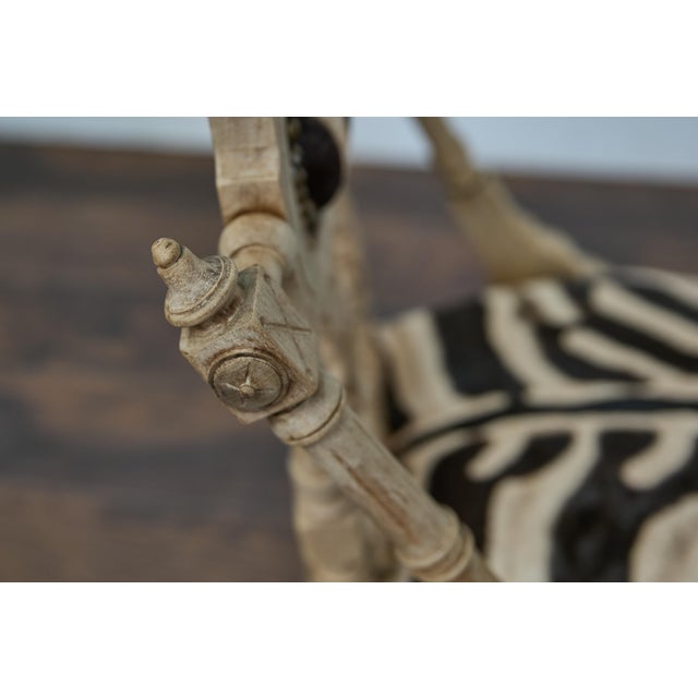 English 1880s Aesthetic Movement Carved Oak Chair with Zebra Upholstery For Sale - Image 12 of 12