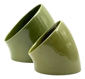 Space Age Green Ceramic Vide Poches from Sicart, Italy, 1970s, Set of 2