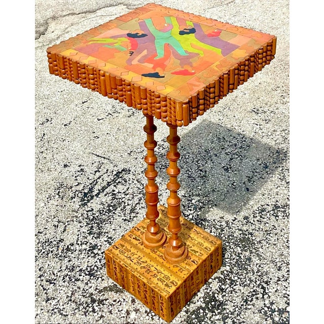 Contemporary Late 20th Century Vintage Boho William Accorsi Found Object Puzzle Table For Sale - Image 3 of 10
