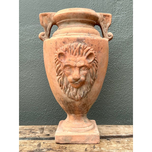 Vintage Terracotta Lion’s Head Urn For Sale - Image 12 of 12