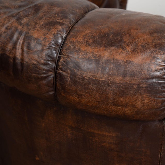 Pair of Vintage Brown Leather Chesterfield Club Chairs From Denmark For Sale - Image 13 of 14