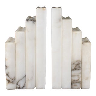 Vintage Mid Century Italian Alabaster Stone Book-Shaped Bookends- a Pair For Sale