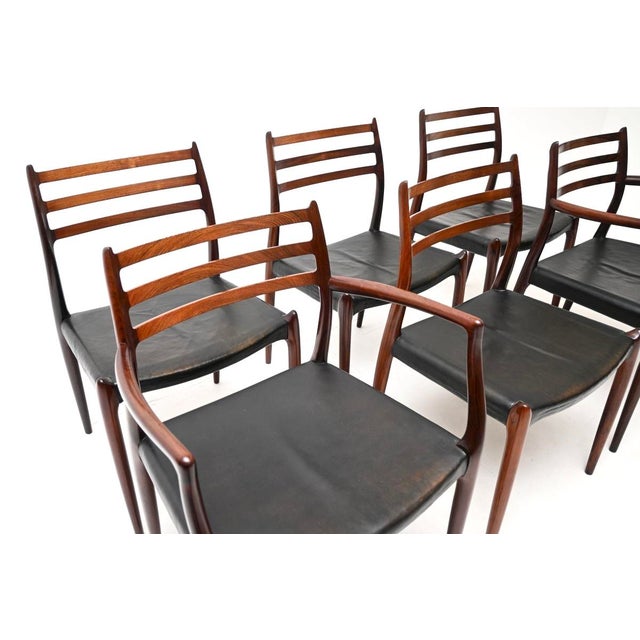 Mid-Century Modern Danish Model 78 and 62 Dining Chairs attributed to Niels Moller for J.L. Møllers, 1960s, Set of 6 For Sale - Image 3 of 17