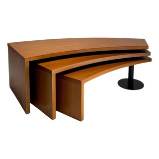 Monumental Postmodern Wooden 3-Tier Coffee Table, Italy, 1980s For Sale