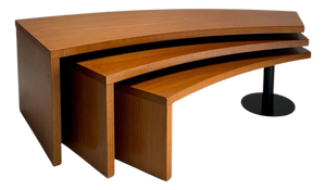 Monumental Postmodern Wooden 3-Tier Coffee Table, Italy, 1980s