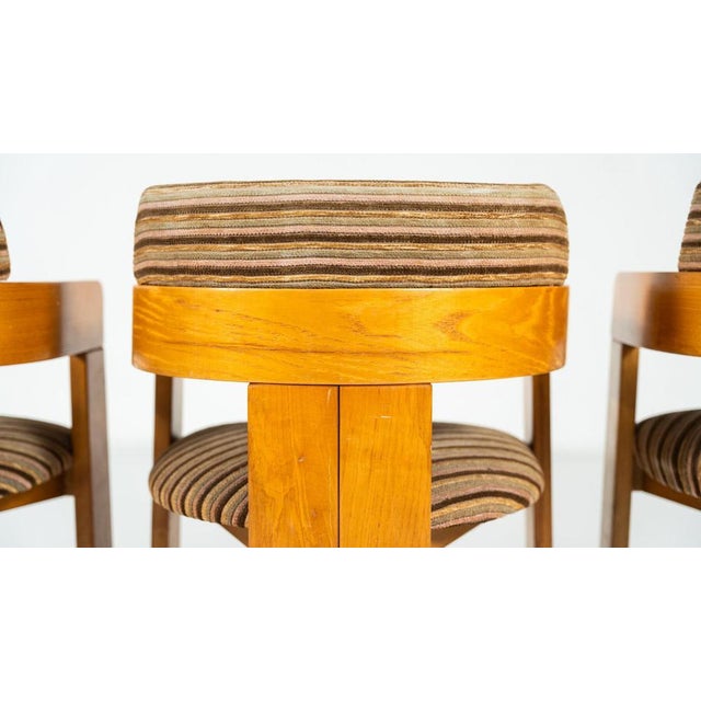 Armchairs in Wood and Fabric, Italy, 1970s, Set of 4 For Sale - Image 9 of 17