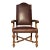 18th C Style French Mahogany Brown Leather Arm Chair For Sale