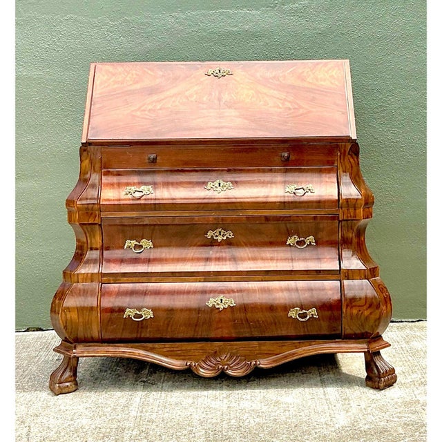 Vintage Rococo Burled Wood Secretaire For Sale - Image 11 of 12