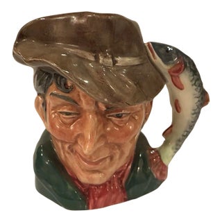 Vintage Royal Doulton Character Jug Mug - The Poacher - Fisherman W/ Trout Handle - England For Sale