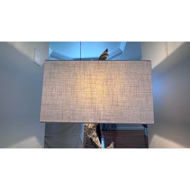 Organic Modern Regina Andrew Tall Amber Silver Toned Driftwood Style Table Lamps For Sale - Image 4 of 8