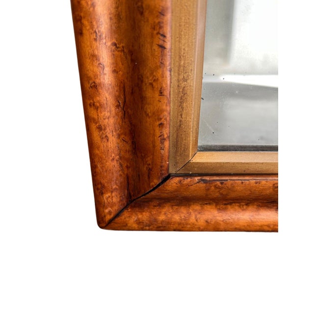 Wood Vintage Burl Wood, Rectangular Wall Mirror With Gold Bevel For Sale - Image 7 of 11