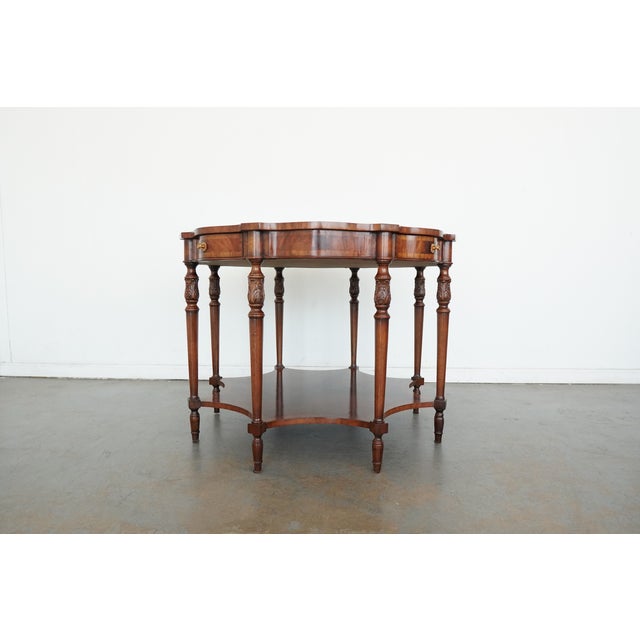 Wood Vintage Maitland-Smith Inlaid Mahogany Accent Table For Sale - Image 7 of 18