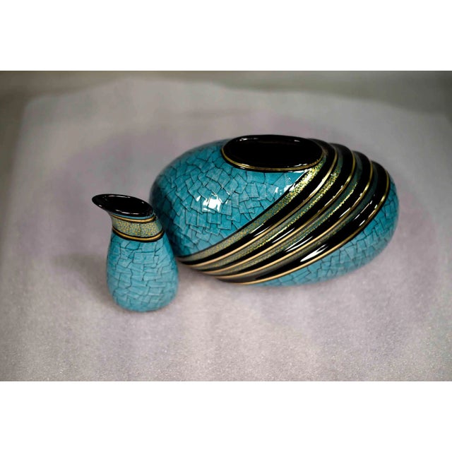 Blue Contemporary Art Deco Revival Decorative Vase and Vessel For Sale - Image 8 of 13