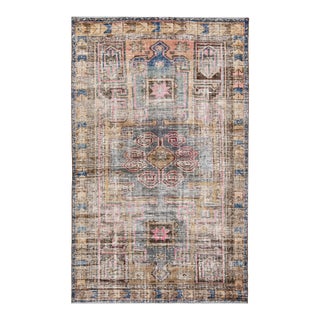 1960s Vintage Persian Distressed Handmade Tribal Blue Wool Rug For Sale