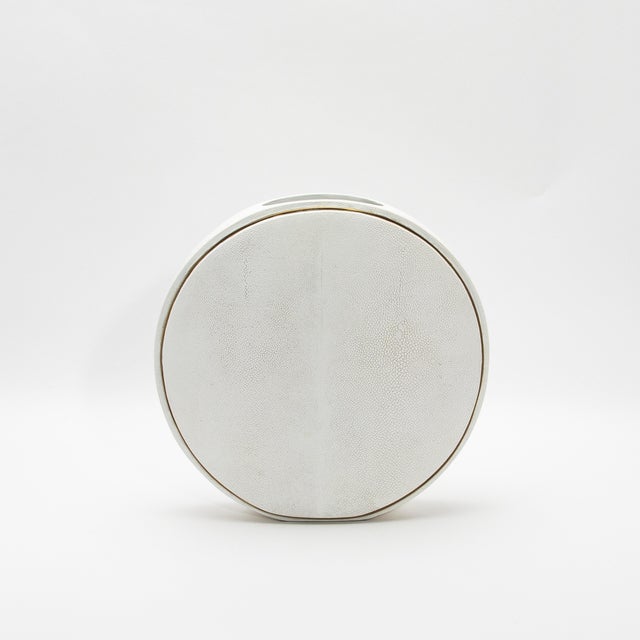 R & Y Augousti Shagreen Vase With Brass Details by R&y Augousti For Sale - Image 4 of 9