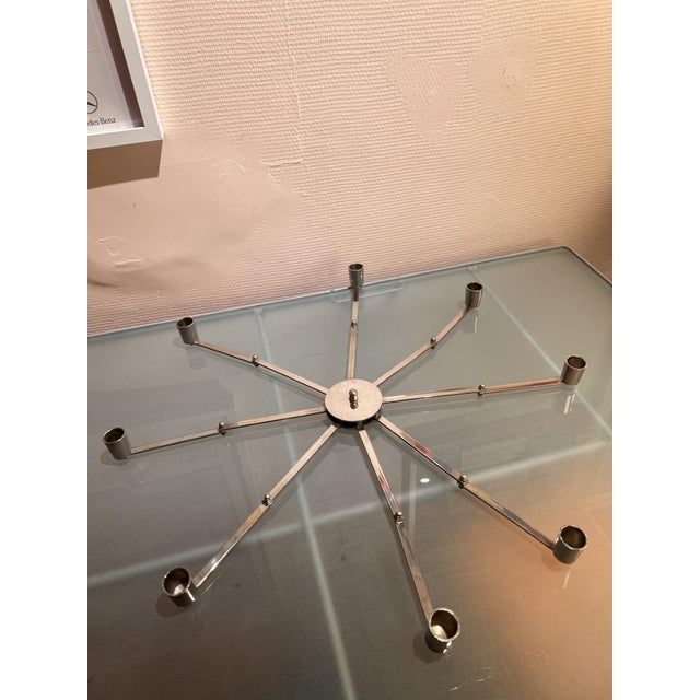 Silver Chrome-Plated Steel Star-Shaped Candlestick, 1970s For Sale - Image 8 of 11