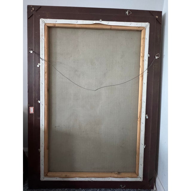 Large Signed Vintage Oil Painting Mother & Child Reading Genre Scene Gilt Frame For Sale - Image 9 of 9