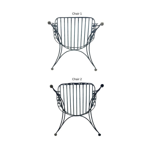 Metal 1950s Iron Patio Chairs in the Chantilly Rose Style - Set of 2 For Sale - Image 7 of 8
