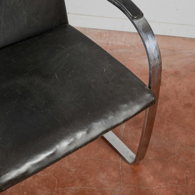 Vintage Chair in Polished Stainless Steel with Leather by Mies Van Der Rohe, 1960s For Sale - Image 13 of 18
