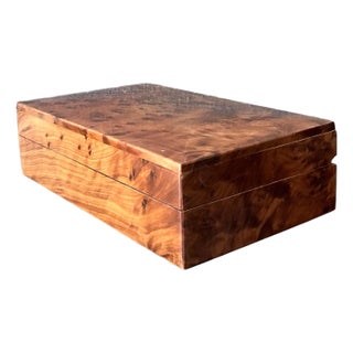 Vintage Burl Wood Lidded Box For Sale