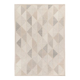 Scandinavian Rug in White, Greige Geometric Pattern by Rug & Kilim 5x8 For Sale