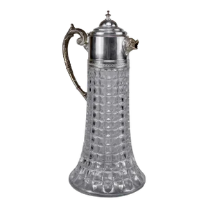 Vintage Victorian Crystal Glass Ewer Pitcher W/ Figural Dolphin Motif