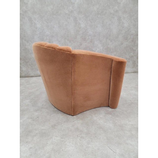 Larry Laslo Art Deco Larry Laslo Attributed Channeled Back Flared Arms Club Chair Newly Reupholstered in a Rust Mohair For Sale - Image 4 of 9