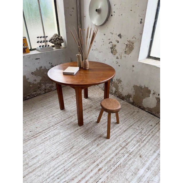 Brown Round Oak Table, 1950s For Sale - Image 8 of 18