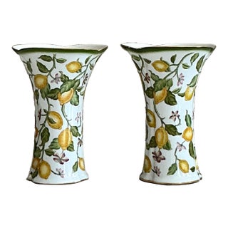 Vintage Regency Lemon Branch Cache Pots - A Pair For Sale