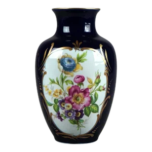 Vintage French Limoges Hand Painted & Gilt Porcelain Vase, Floral Reserve, 20th Century