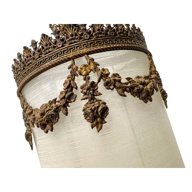 French Louis XVI Style Gilt Brass Cylinder Lantern, 1900s For Sale - Image 6 of 10