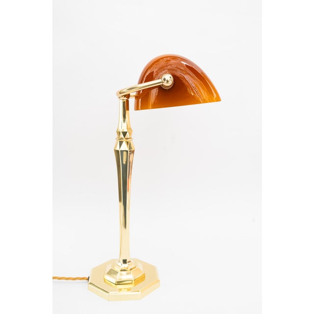 Banker Table Lamp with Glass Shade, Vienna, 1920s For Sale - Image 6 of 18