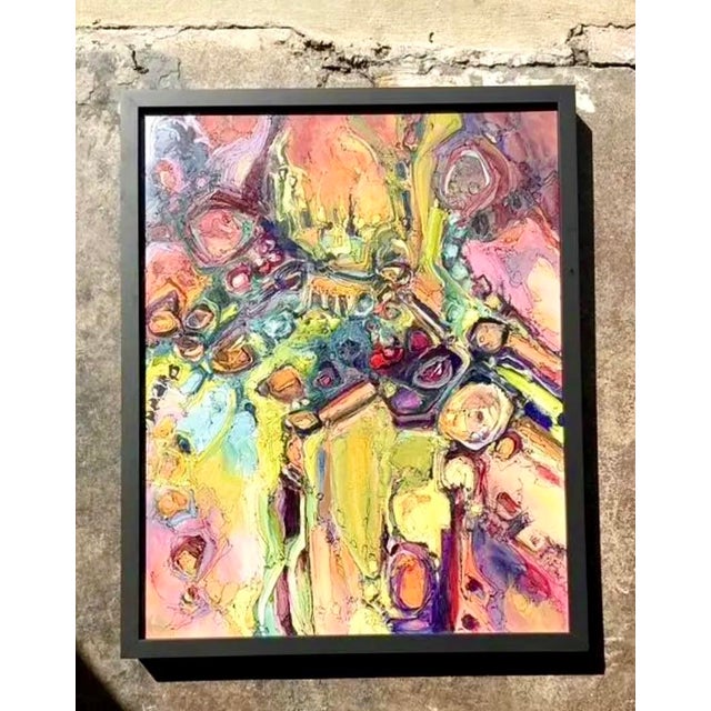 Purple Vintage Original Abstract Oil Painting on Canvas For Sale - Image 8 of 12