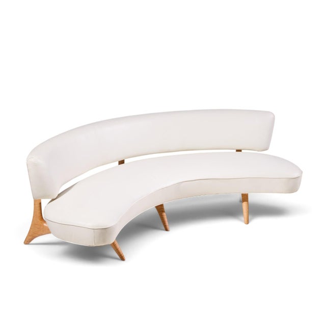 Vladimir Kagan Mid Century Tiger Maple Floating Curve Sofa For Sale - Image 9 of 10