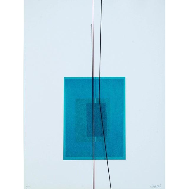 Lorenzo Indrimi, Blue Subject, Lithograph, 1970s For Sale - Image 3 of 5