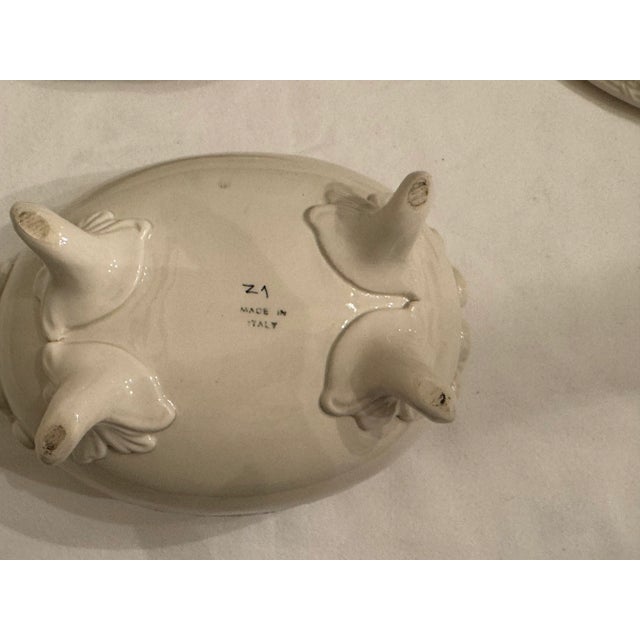 Petite Italian Basketweave Ceramic Tureen With Underplate – Vintage Set For Sale - Image 9 of 12