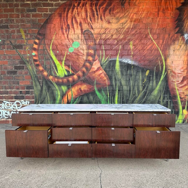 Mid-Century Modern Florence Knoll for Knoll Rosewood and Marble Credenza For Sale - Image 3 of 12