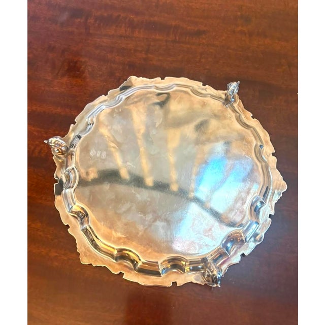 1900 - 1909 Antique Edwardian Silver-Plated Salver Tray, 1905 For Sale - Image 5 of 9